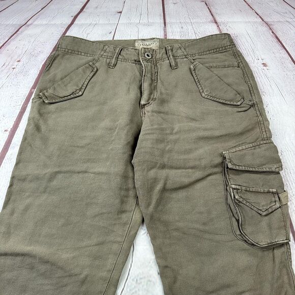 Sanctuary Linen Cargo Pants Womens Small Gray Cropped Capri Made USA 08S1165 - Picture 2 of 10